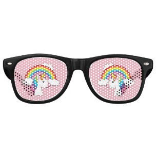 Unicorn and Rainbow with Clouds Kawaii Retro Sunglasses