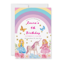 Unicorn and Rainbows Birthday Party Invitation