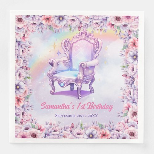 Unicorn and Rainbows Birthday Party princess chair Paper Dinner Napkins