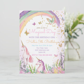 Unicorn and Rainbows birthday unicorn theme Invitation