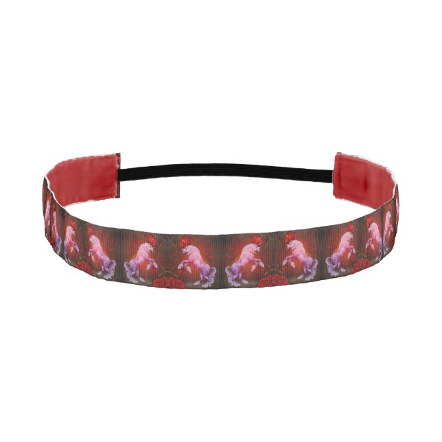 Unicorn And Roses Fantasy Horse Art Athletic Headband (Front)