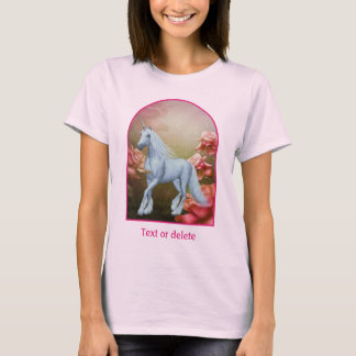 Unicorn And Roses Fantasy Horse Art T-Shirt