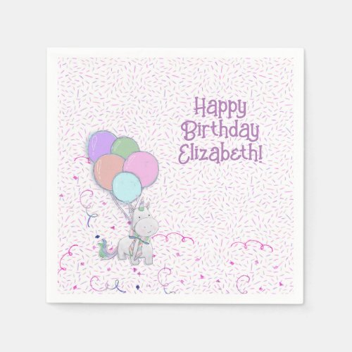 Unicorn and sprinkels colorful birthday  napkins