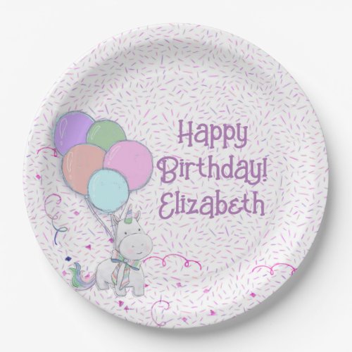 Unicorn and sprinkels colorful birthday  paper plates