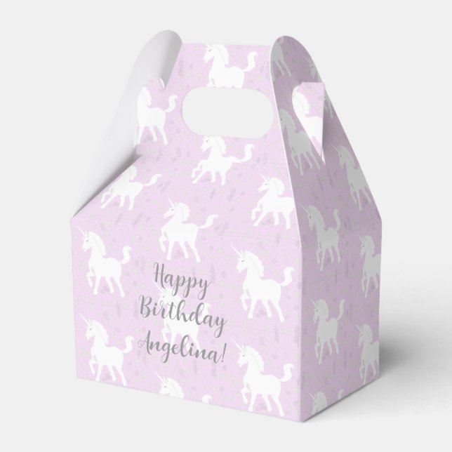 Unicorn and Stars Birthday Favor Boxes (Front Side)