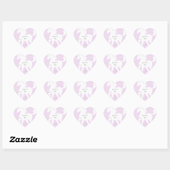 Unicorn and Stars Heart Sticker (Sheet)