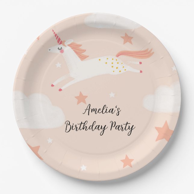 Unicorn and Stars Paper Plates (Front)