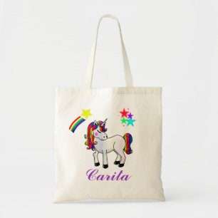 Unicorn and Stars Personalized Tote Bag