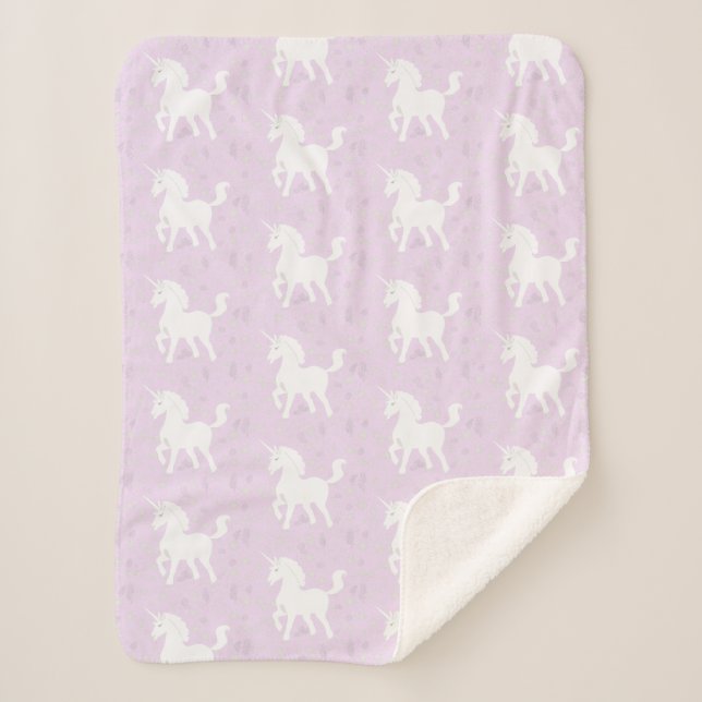 Unicorn and Stars Sherpa Blanket (Front)