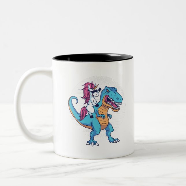 Unicorn and T-Rex Two-Tone Coffee Mug (Left)