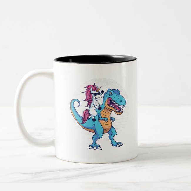 Unicorn and T-Rex Two-Tone Coffee Mug