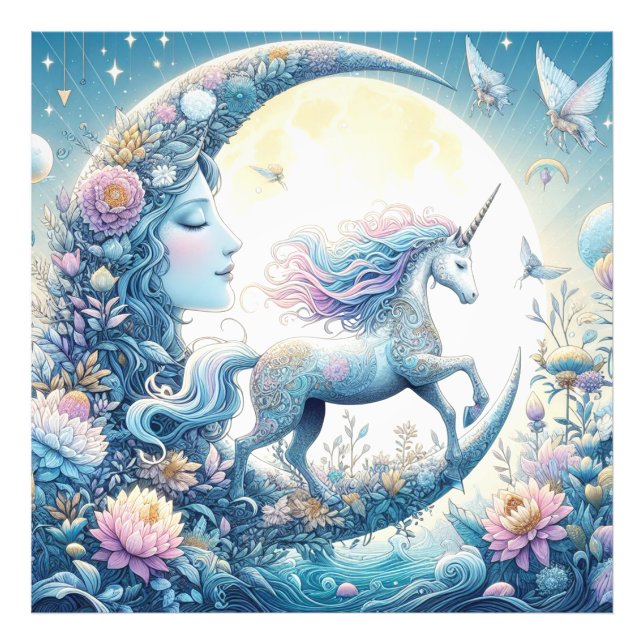 Unicorn And The Moon Photo Print (Front)