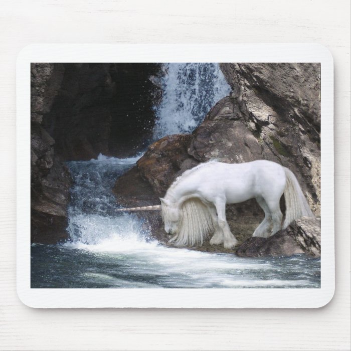 Unicorn and Waterfall Mouse Pad