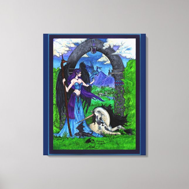 Unicorn Angel Girl Woman Dragon Canvas Print (Front)