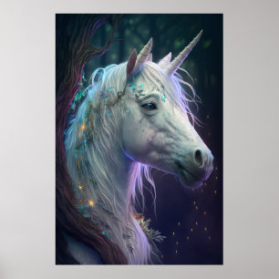 Unicorn Animal Portrait Painting Wildlife Outdoors Poster