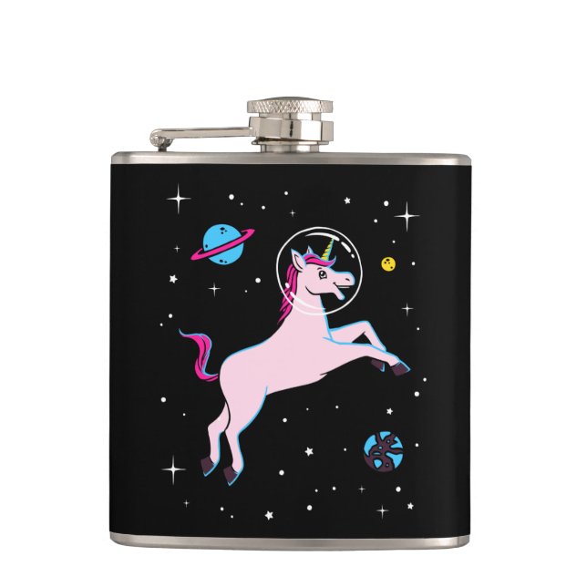 Unicorn Animals In Space Flask (Front)