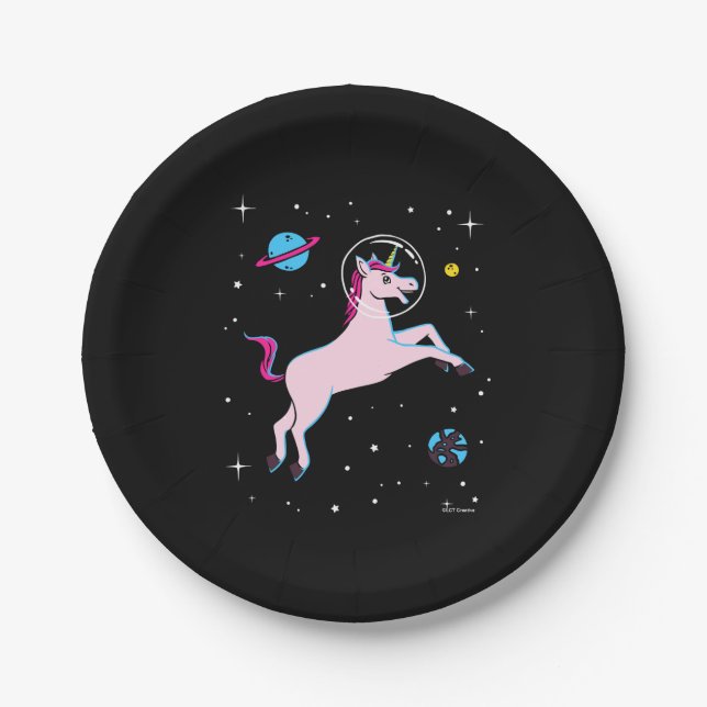 Unicorn Animals In Space Paper Plates (Front)