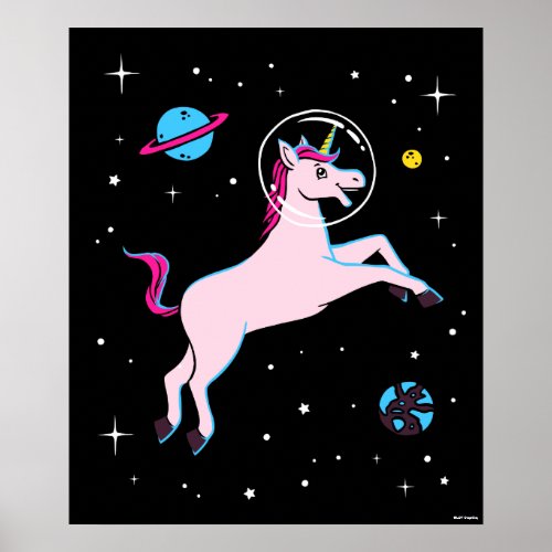 Unicorn Animals In Space Poster