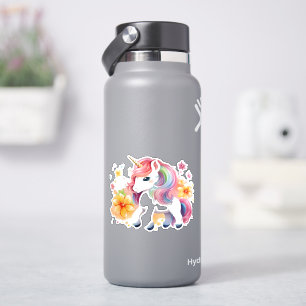 Unicorn anime girl flowers sticker