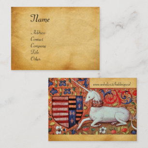 UNICORN / Antique Brown Parchment Business Card