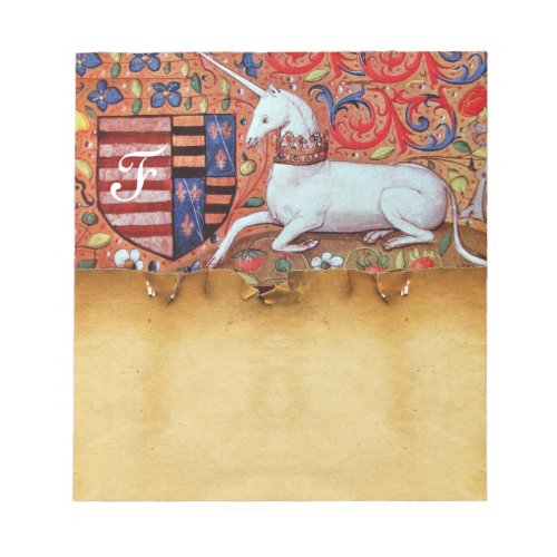 UNICORN ANTIQUE BROWN PARCHMENT MONOGRAM NOTEPAD