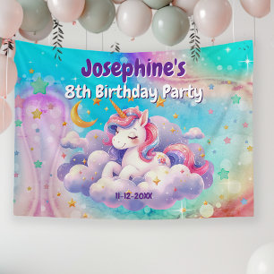 Unicorn aqua purple custom birthday banner