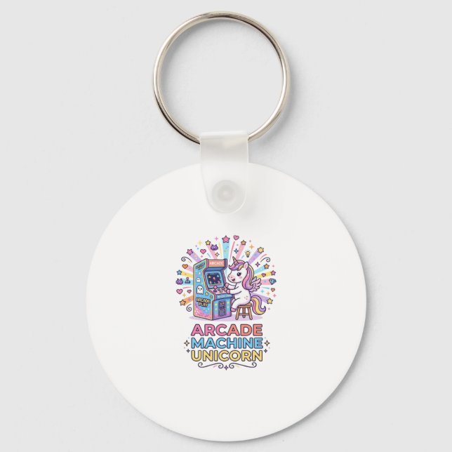 Unicorn Arcade Machine Unicorn Print Ready POD Art Keychain (Front)
