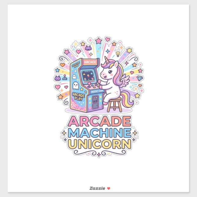 Unicorn Arcade Machine Unicorn Print Ready POD Art Sticker (Sheet)