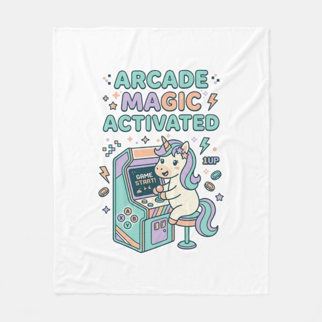 Unicorn Arcade Magic Activated Trendy Product Grap Fleece Blanket (Front)