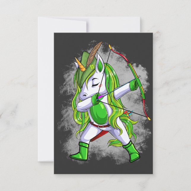 Unicorn Archer St Patrick Dabbing Unicorn Archery  Save The Date (Front)