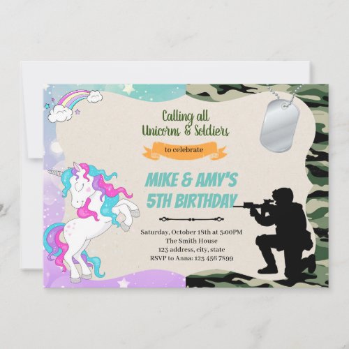 Unicorn army joint party invitation