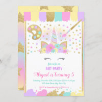 Unicorn Art Party Birthday Invitation, Unicorn Invitation