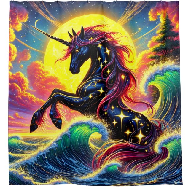 Unicorn Art Shower Curtain (Front)