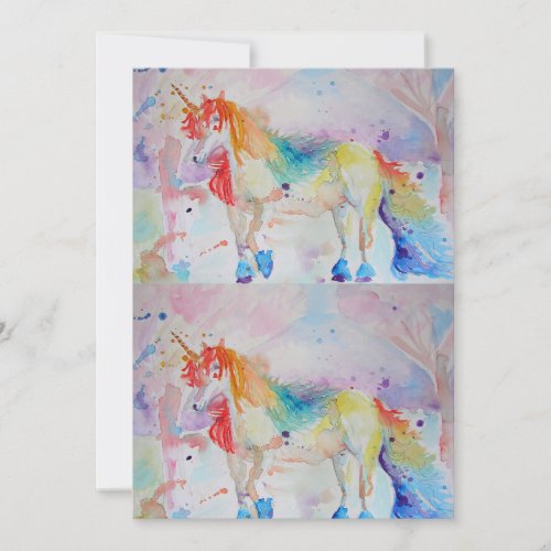 Unicorn Art Watercolour Birthday Invitation