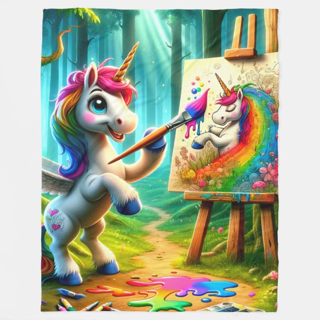 Unicorn Artist Fleece Blanket (Front)