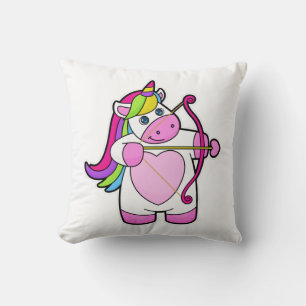 Unicorn as Archer with Bow and Arrow Throw Pillow
