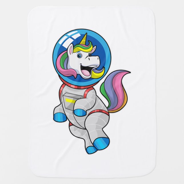 Unicorn as Astronaut in Space Baby Blanket (Front)