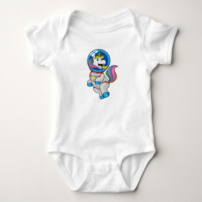Unicorn as Astronaut in Space Baby Bodysuit (Front)