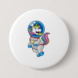 Unicorn as Astronaut in Space Button