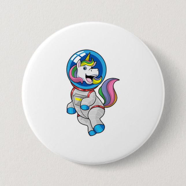 Unicorn as Astronaut in Space Button (Front)