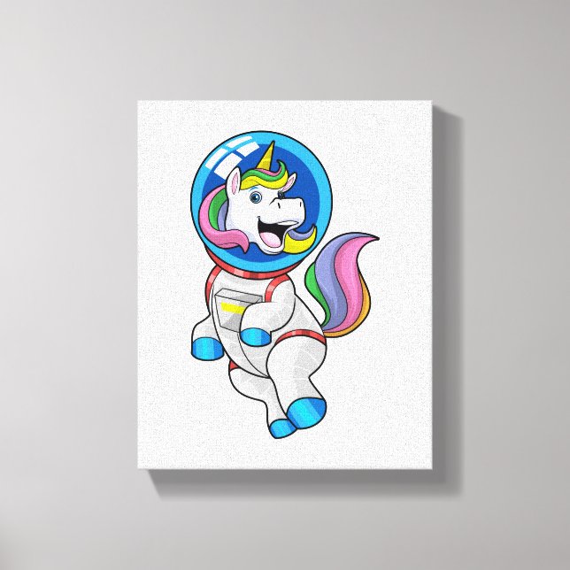 Unicorn as Astronaut in Space Canvas Print (Front)