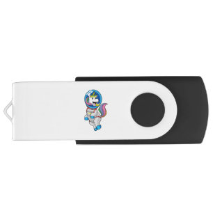 Unicorn as Astronaut in Space Flash Drive