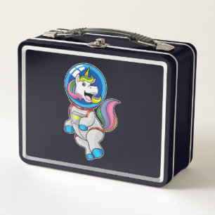 Unicorn as Astronaut in Space Metal Lunch Box