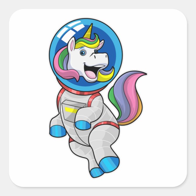 Unicorn as Astronaut in Space Square Sticker (Front)