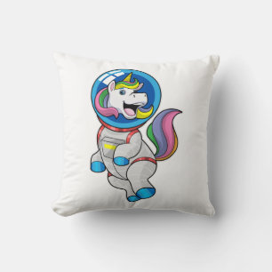 Unicorn as Astronaut in Space Throw Pillow