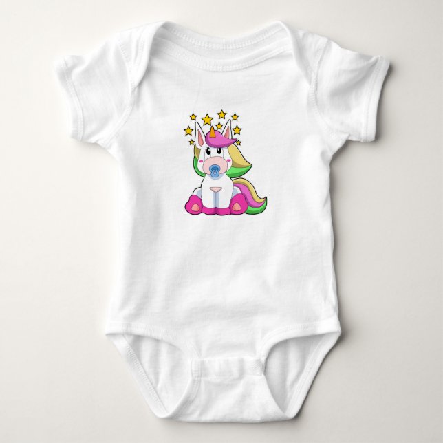 Unicorn as Baby with Pacifier Bodysuit (Front)