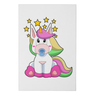 Unicorn as Baby with Pacifier Faux Canvas Print