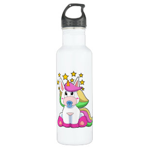 Unicorn as Baby with Pacifier Stainless Steel Water Bottle