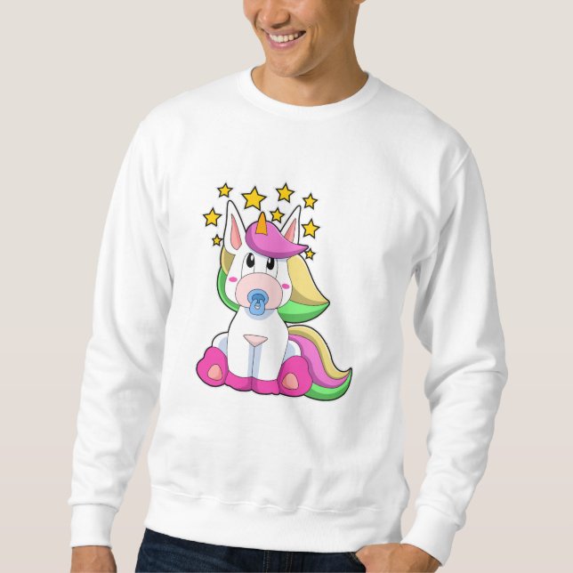Unicorn as Baby with Pacifier Sweatshirt (Front)