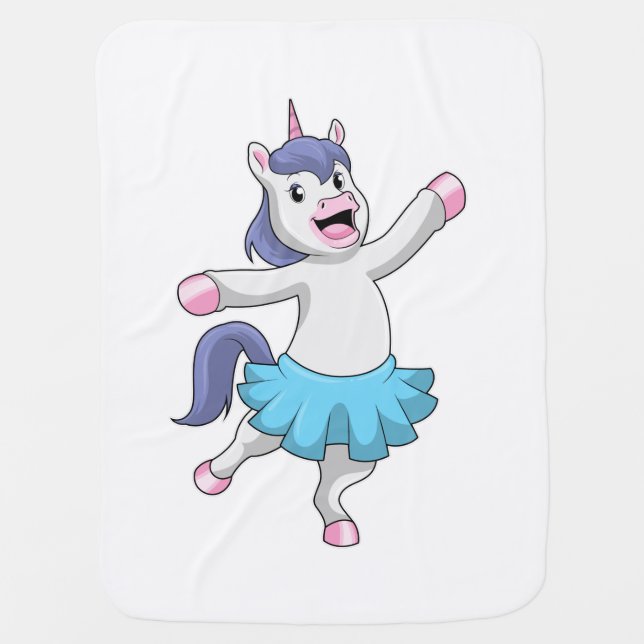 Unicorn as Ballerina at Ballet Baby Blanket (Front)